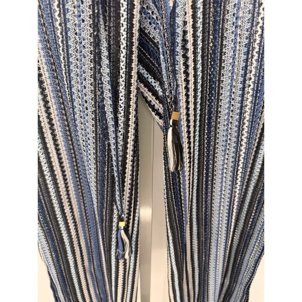 BECCA by Rebecca Virtue Blue Striped Knit Beach Cover Up Pants Medium Wide Leg - Picture 2 of 6